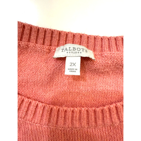 Talbots Sweater Womens 2X Pink Fair Isle Crewneck Pullover Knit Plus Size Nordic - Picture 3 of 6